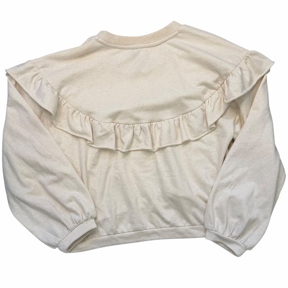 Anthropologie Ruffle Sweatshirt Large NWT High Low Oversized Comfy Coastal - Picture 2 of 11